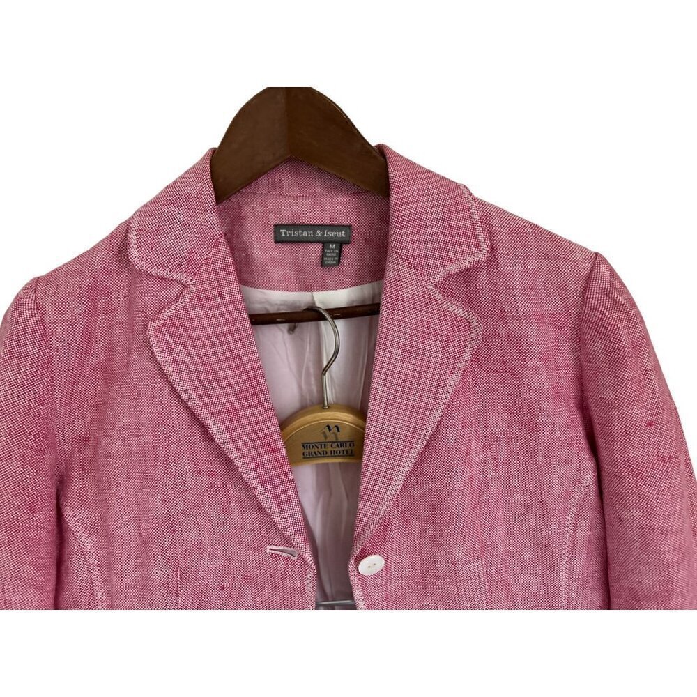 Tristan & Iseut 100% Linen Set - Blazer & A-Lin Skirt Heather Pink Size Med - Picture 3 of 16